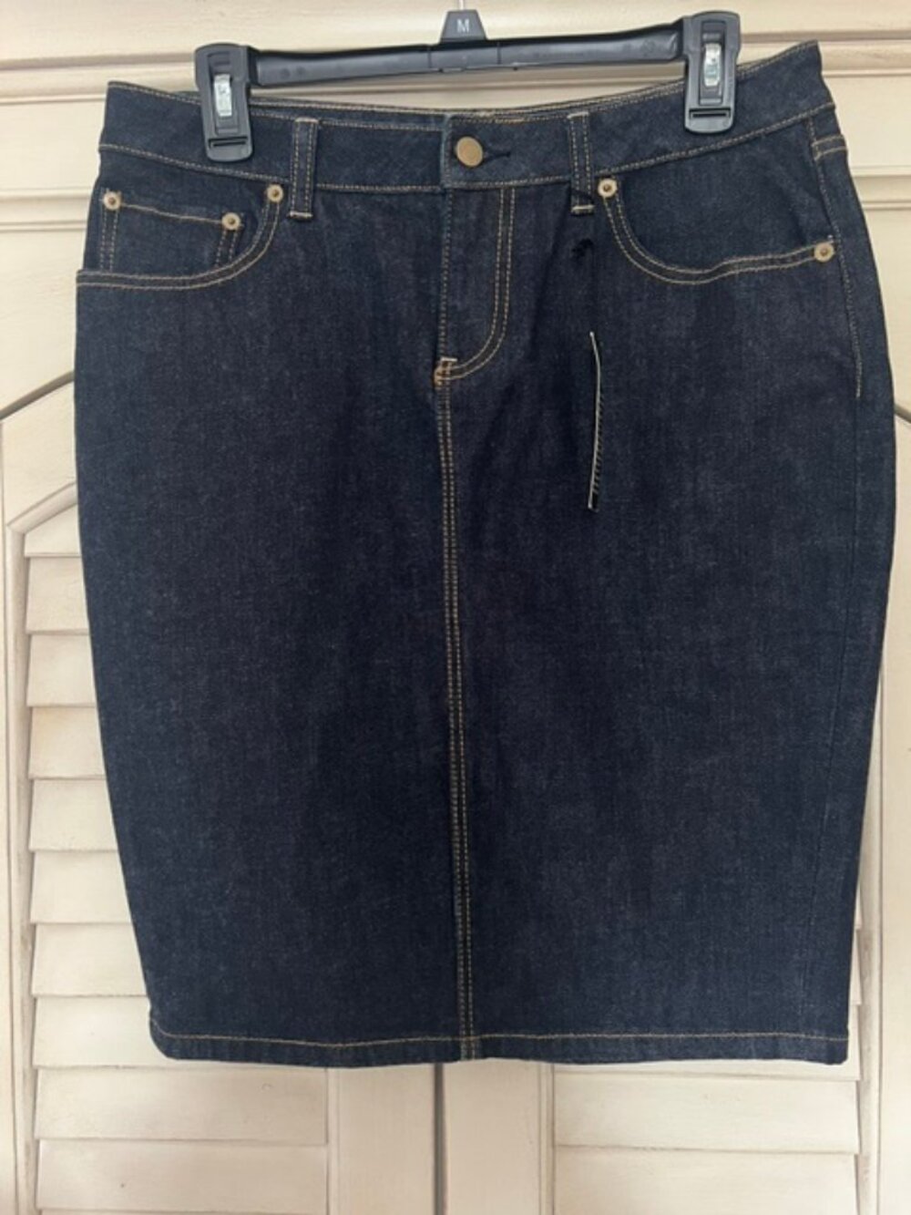 London Jean 5 Pocket Dark Denim Pencil Skirt - Size 8